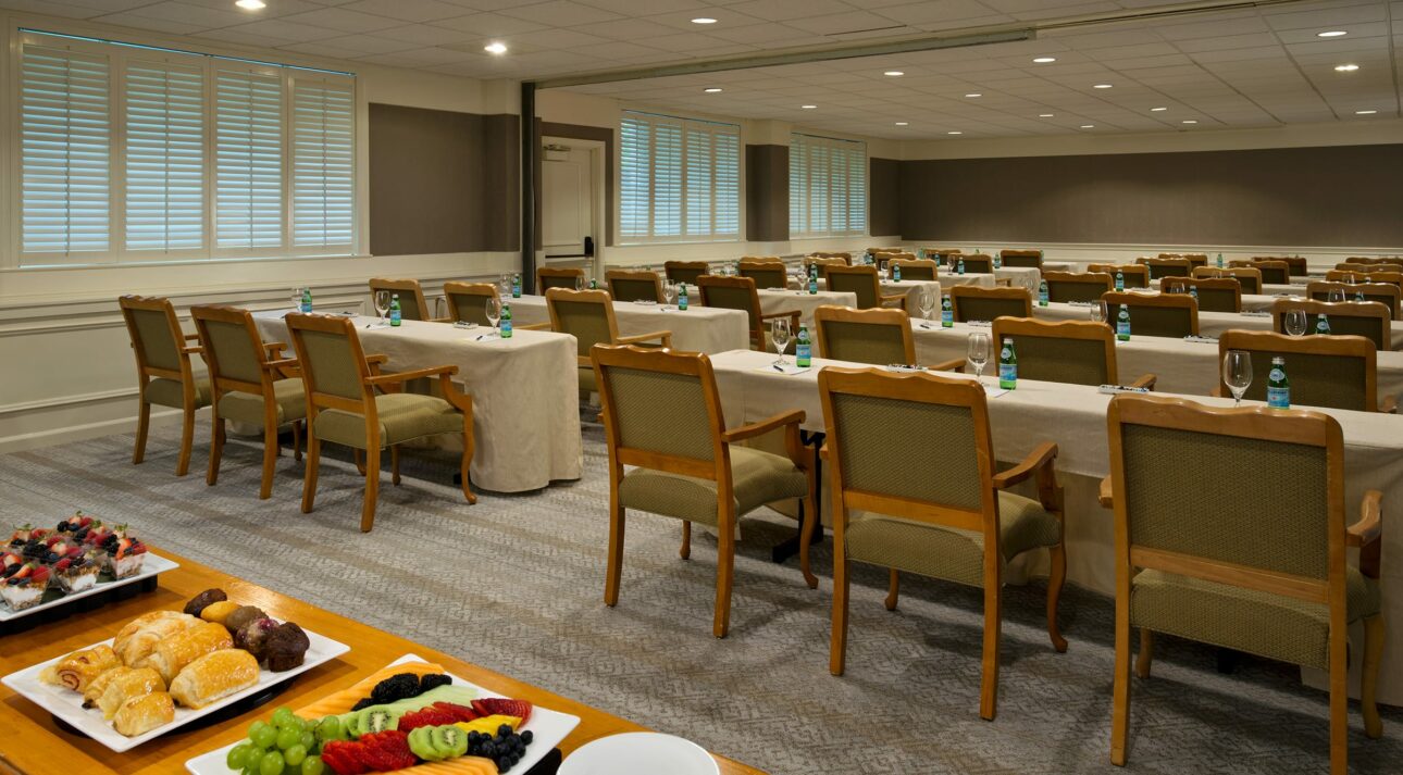 Tables in buffet room of Cape Cod resort