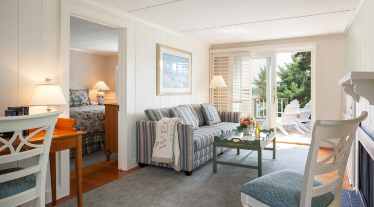 Living room area of Cottage Style water view suite on Cape Cod