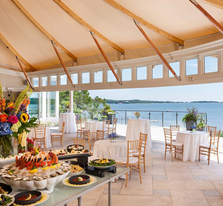 Corporate retreat buffet space at Cape Cod resort