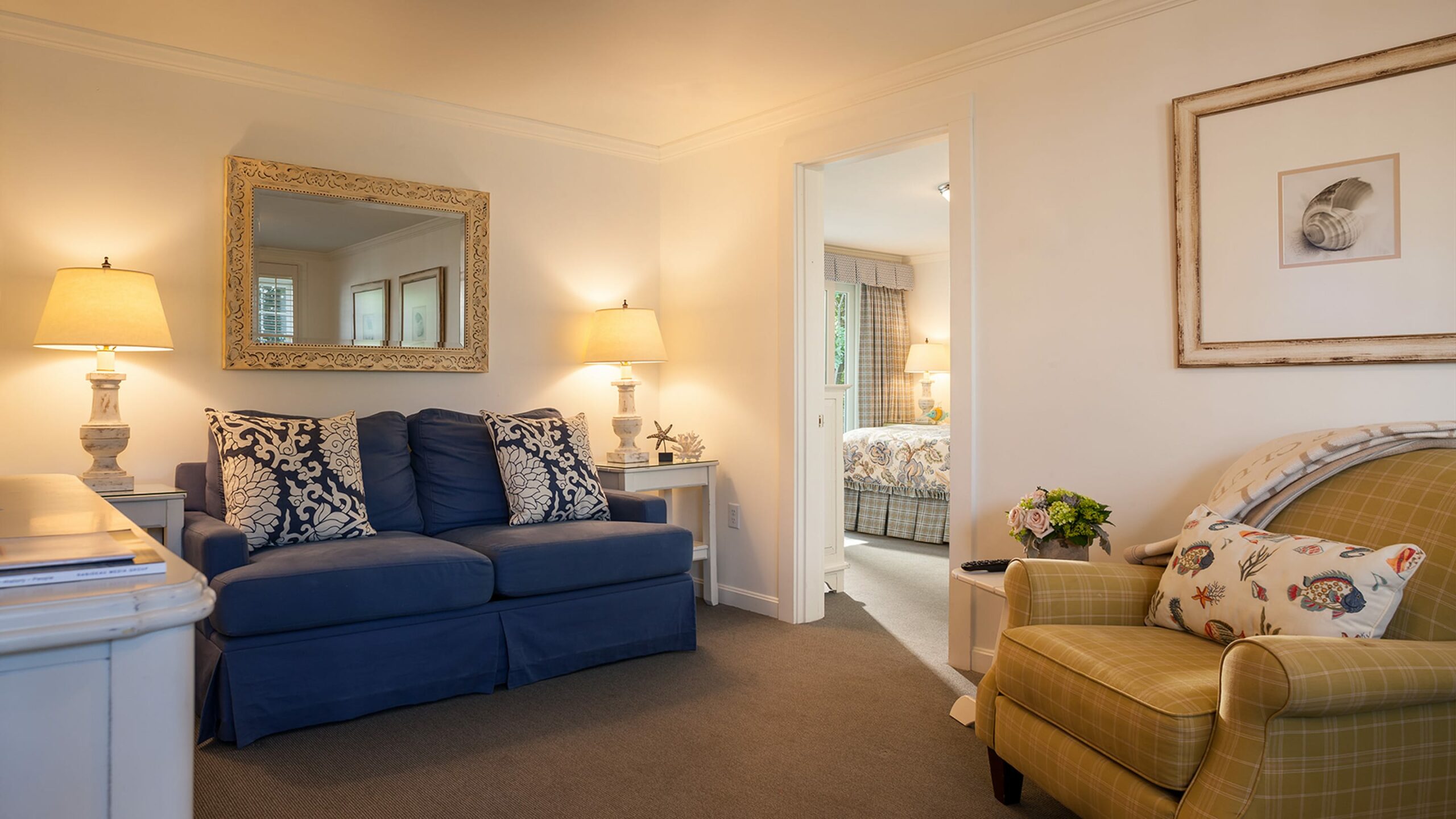 Living room of Tulip Cottage villa at Wequassett.