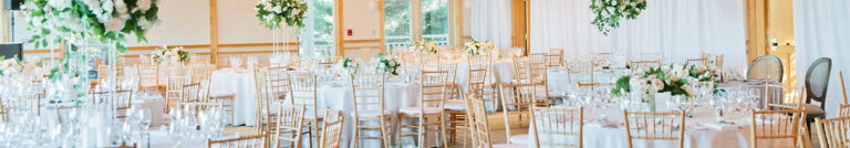 Elegant banquet tables at Cape Cod wedding venue