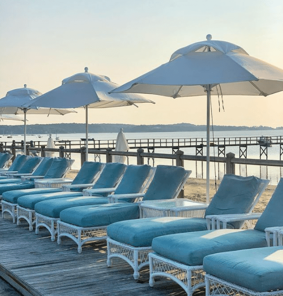 Lounge chairs on Wequassett resort deck
