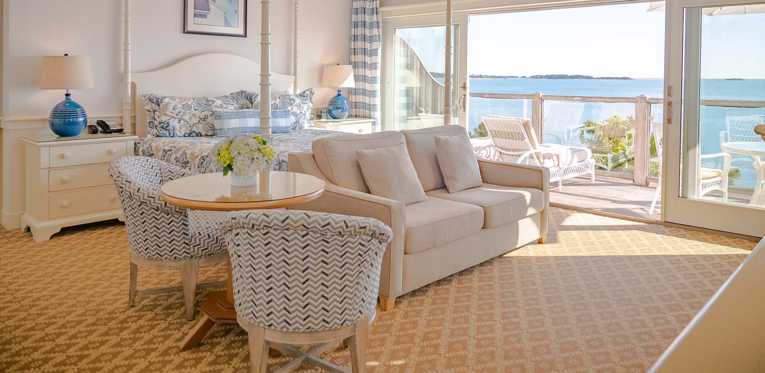 Hotel room with ocean view.