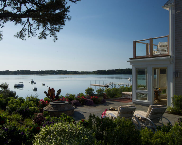 Patio looking onto a Cape Cod ocean.