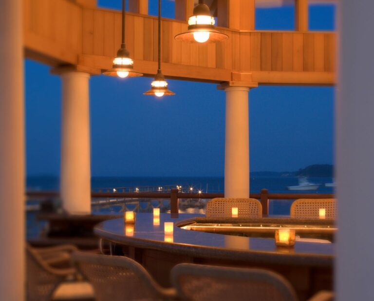 Outside bar at night.