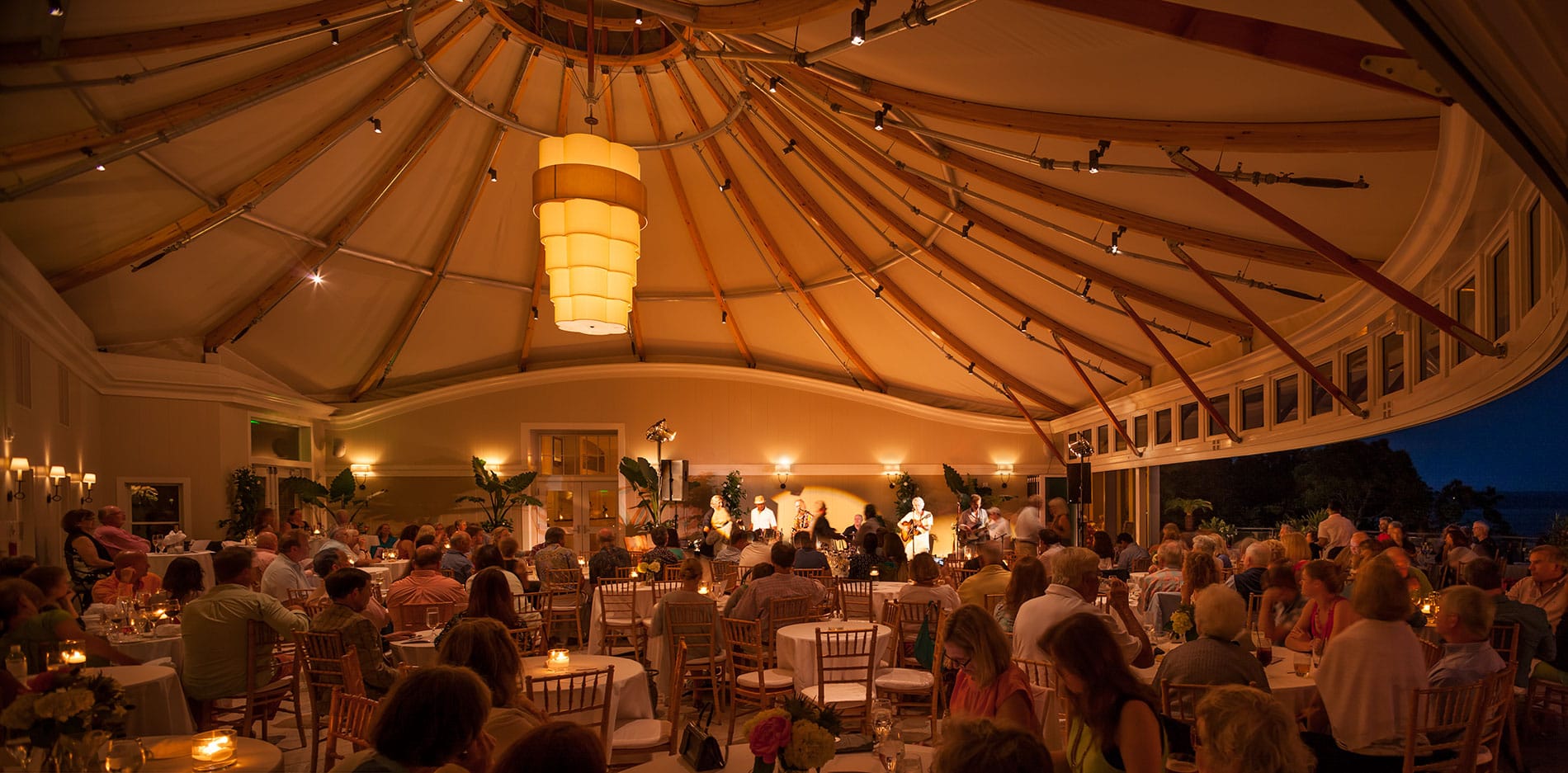 Crowd under gazebo during the Cape Cod Jazz Festival.